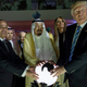 In this completely normal May 21, 2017 photo released by the Saudi Press Agency we see Egyptian President Abdel Fattah al-Sissi, Saudi King Salman, First Lady Melania Trump and President Donald Trump at the new Global Center for Combating Extremist Ideology in Riyadh, Saudi Arabia (Saudi Press Agency via AP)